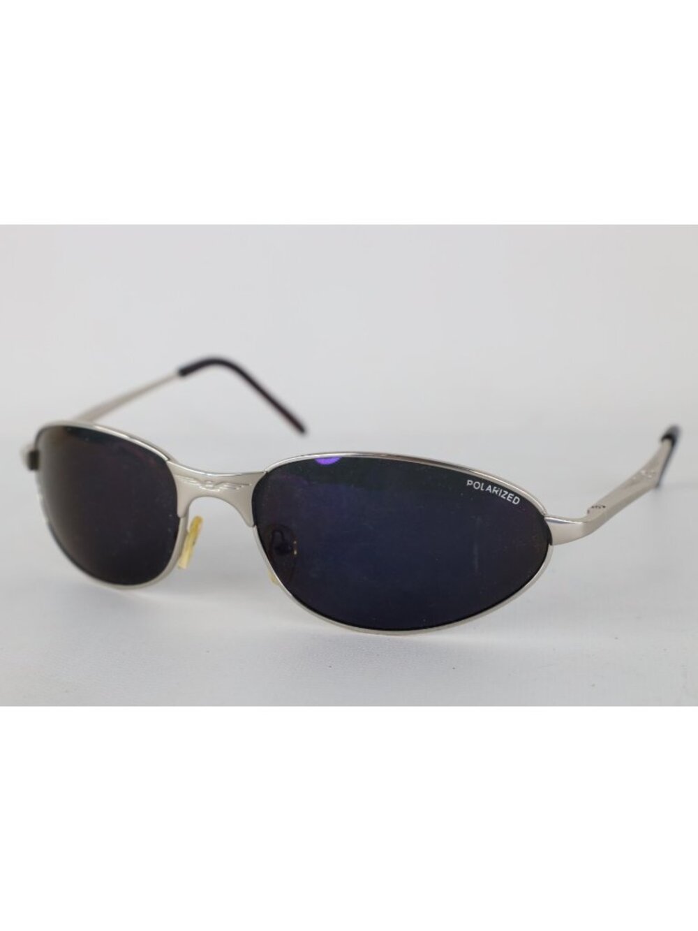 Vintage 90s Y2K Streetwear Polarized Matrix Style Oval Sunglasses Glasses Silver